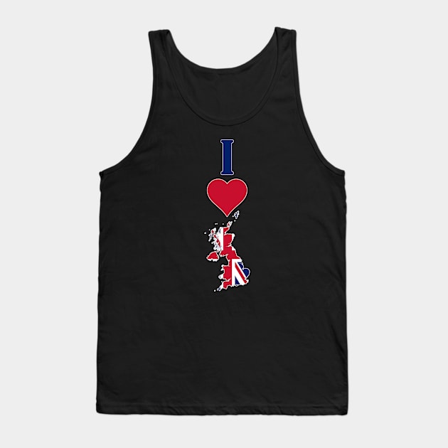 I Love the United Kingdom Vertical I Heart UK Flag Map Tank Top by Sports Stars ⭐⭐⭐⭐⭐